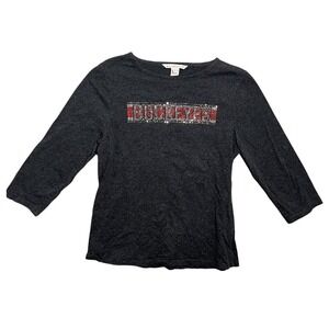 BELLE‎ POINTE Women's S Ohio State Buckeyes Rhinestone 3/4 Sleeve Top T-Shirt